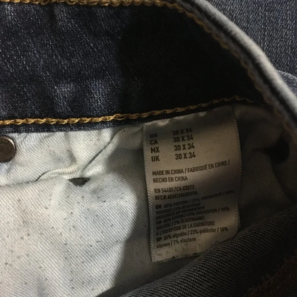American Eagle Skinny Extreme Flex Mens Jeans Size 30x34 Distressed - Picture 5 of 10